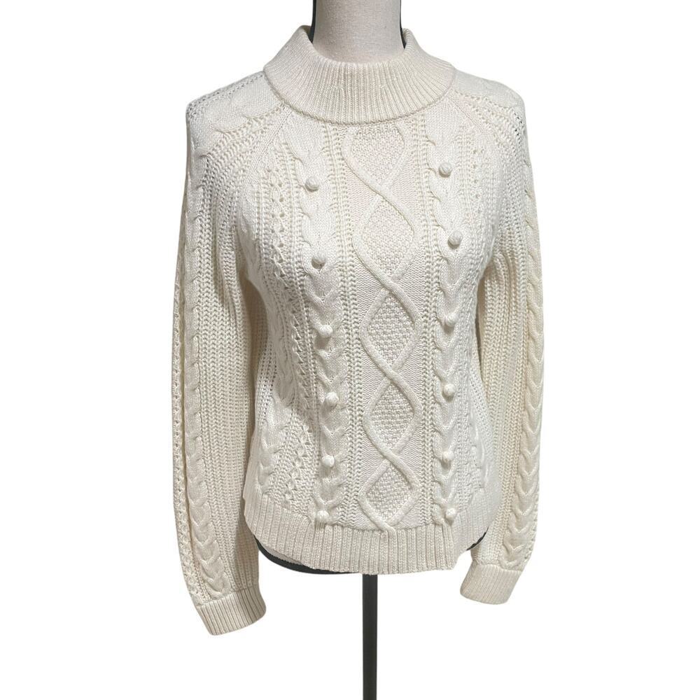 J.crew azra pom-pom cable knit sweater